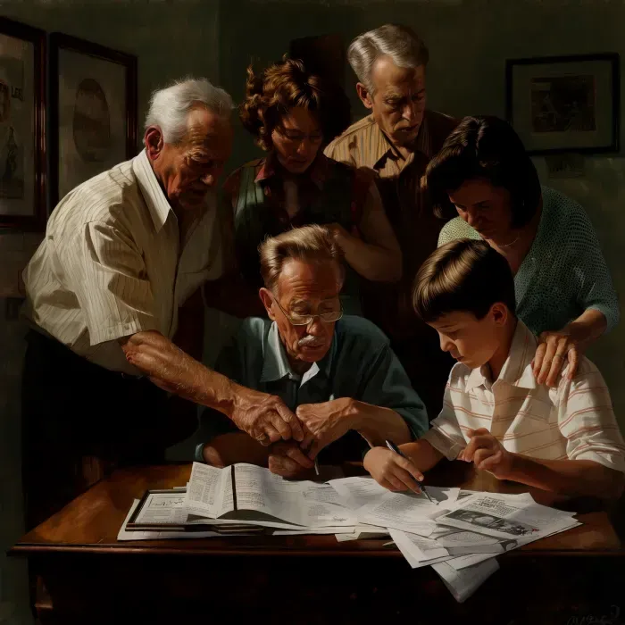 a distressed American family reviewing medical bills, symbolizing the struggle with high healthcare deductibles.